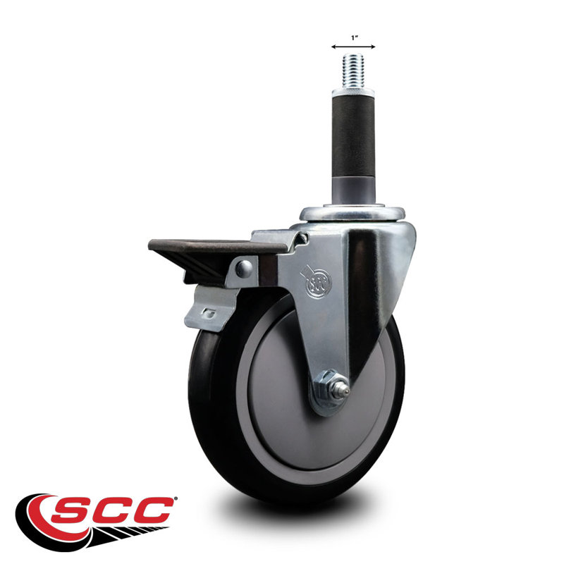 Poly Swivel 1 Inch Expanding Stem Caster with Brake SCC