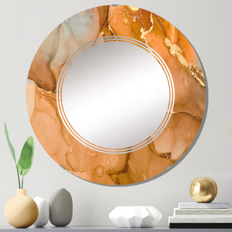 Miroir mural moderne et abstrait brun, 24 po x 24 po
