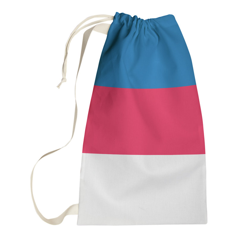 Laundry Hamper with Handles, Blue/Red/White, Large ( 36" x 28" x 1.5")