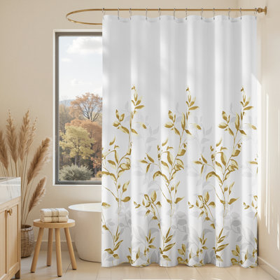  Rideau de douche doré, rideaux de douche imperméables en tissu pour salle de bain avec crochets lavables à la machine, décor de salle de bain moderne, 72 po x 72 po
