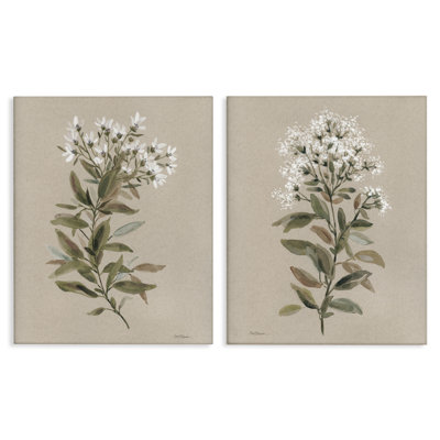 «Lovely White Floral Stem», ensemble de 2 toiles murales par Carol Robinson