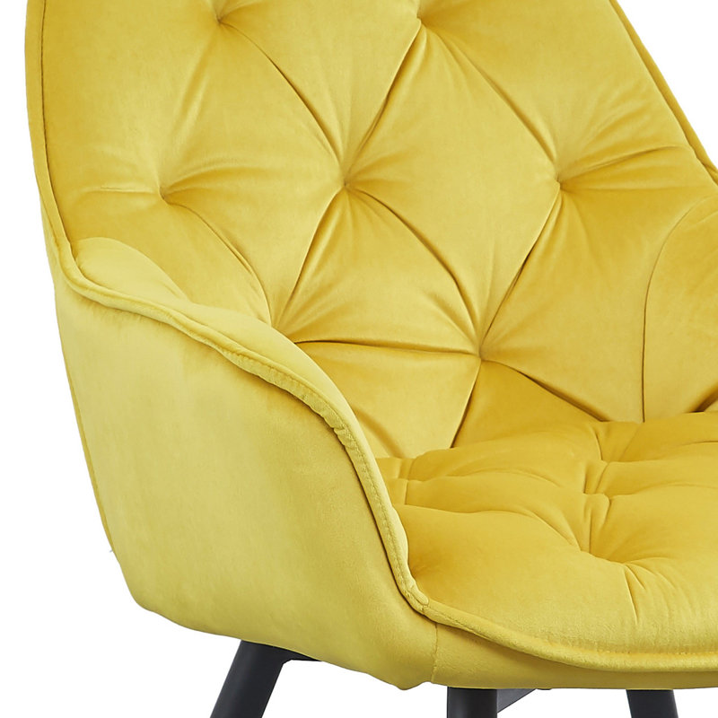 18'' H Tufted Velvet Armchair, Yellow