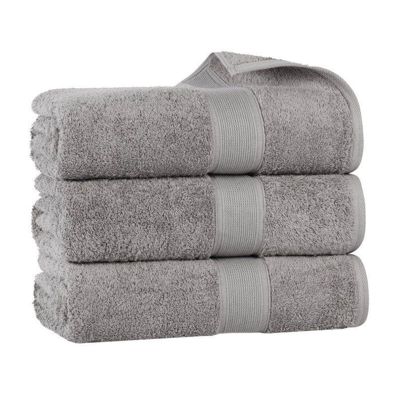 Ensemble de serviettes en coton biologique Lyndon, Argent, Ensemble de 3 serviettes de bain