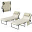 2 chaises longues pliantes, chaises de bronzage inclinables, beige