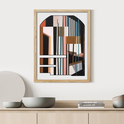 " Mid-Century Modern Geometric Polygons Abstract Shapes Pictures Scenic Multicolor "