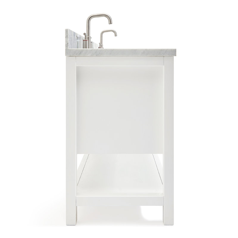 Magnolia Bath Vanity Oval Basin, White, Carrara White Marble, Rectangle 