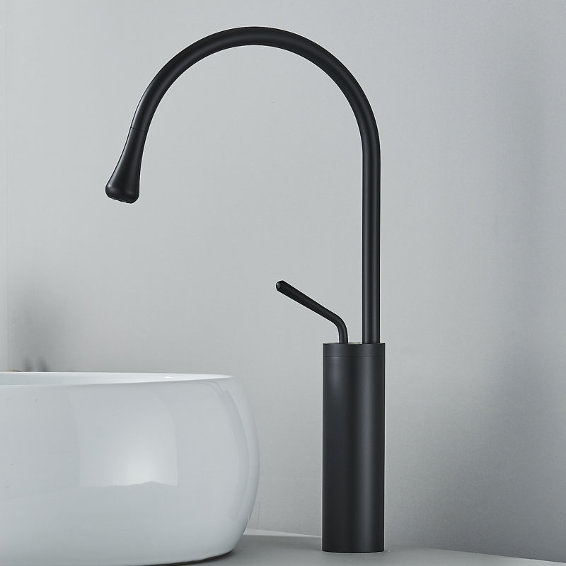 Ranaye Bathroom Basin Mixer Modern High Arc Single Hole Single Handle Bathroom Sink Taps, Matte Black
