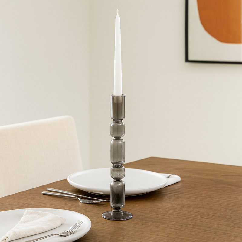 Porte-bougie Modern, Gris, H 14 po x l 4 po x P 4 po