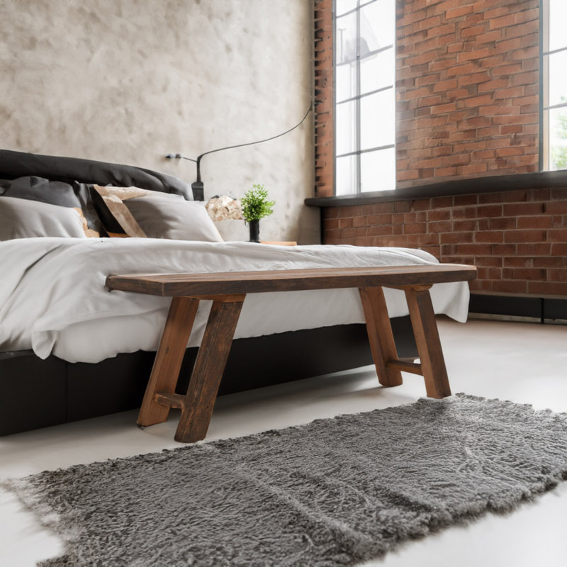 Lewis Unfinished Rustic Solid Wood Bench, 18" H x 48" W x 14" D