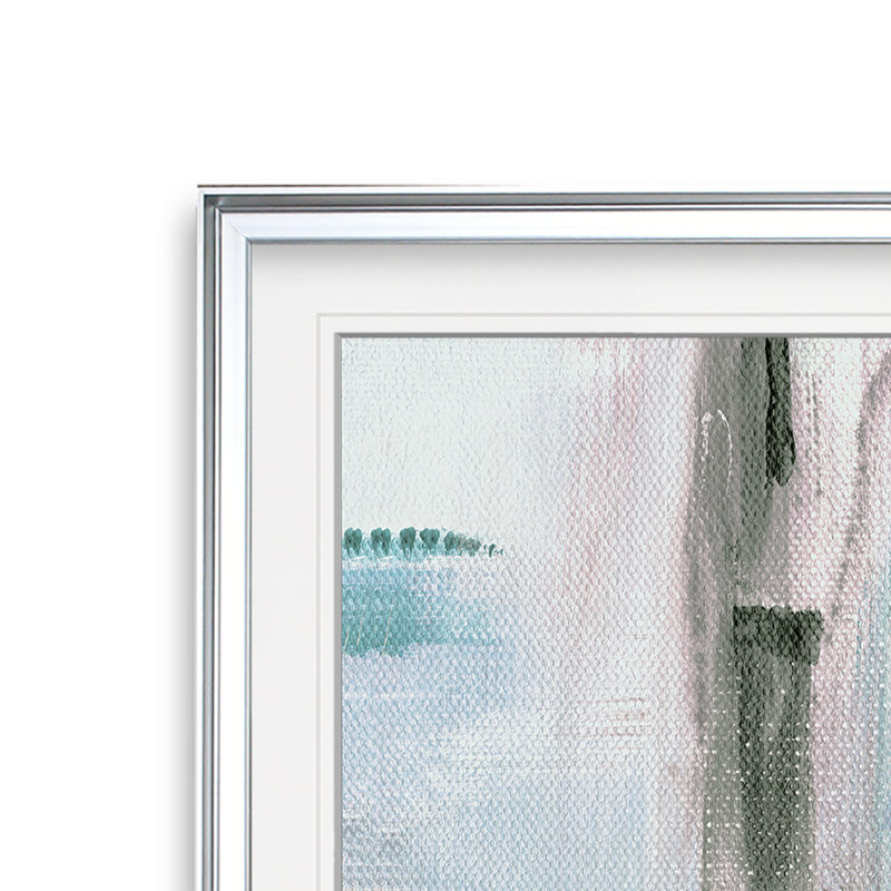 « matinée lake ii », peinture, H 28 po x l 28 po x P 2 po, Cadre argenté