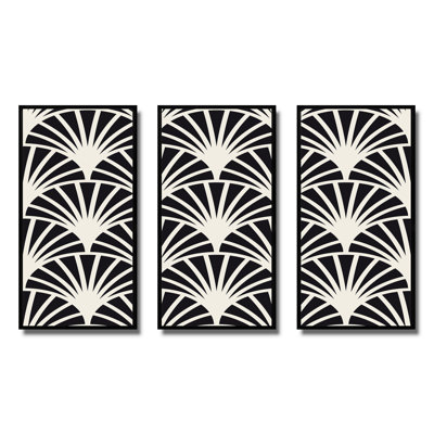 «Retro Art Deco Waves I», reproduction de cadre photo sur toile 3 pièces
