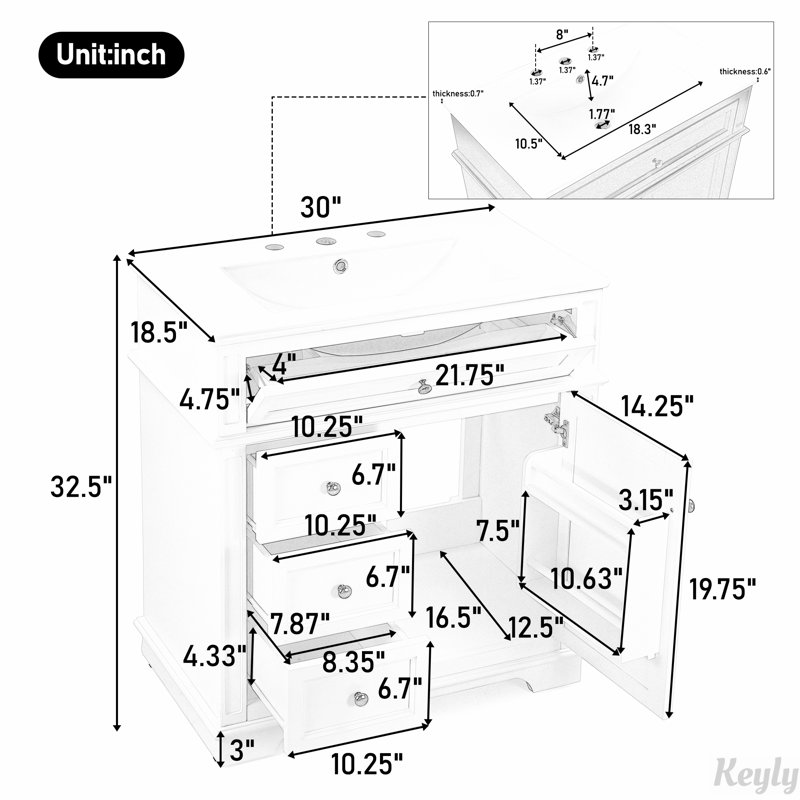 Meuble-lavabo 30 po avec lavabo, Vert