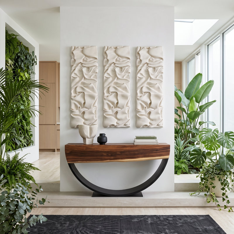 Drape Runner Wall Art, White Stone