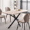 55.1" Rectangle Dining Table For 2 4, Small Mid Century Modern Kitchen Table With Metal Cross Legs For Apartment, Dining Room