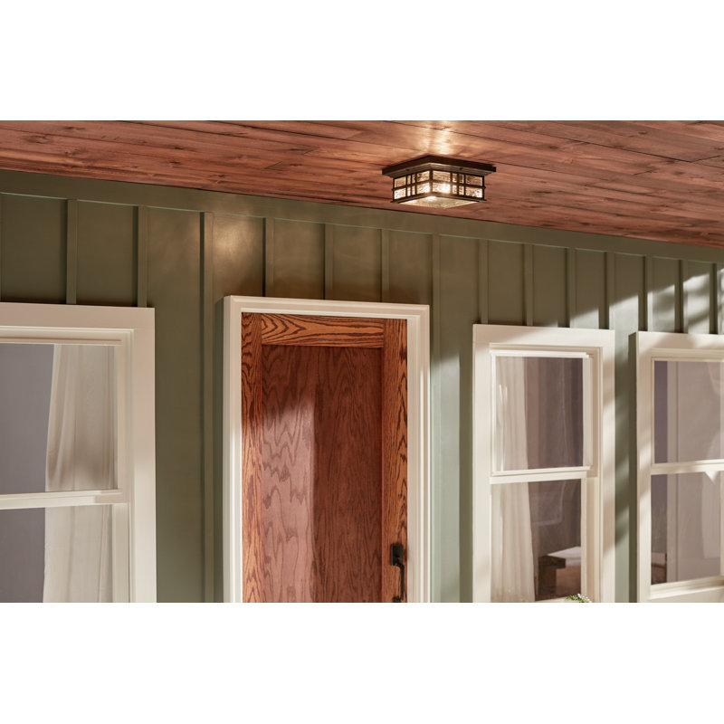 Olde Bronze 12" Glass Square Flush Mount Ceiling Light