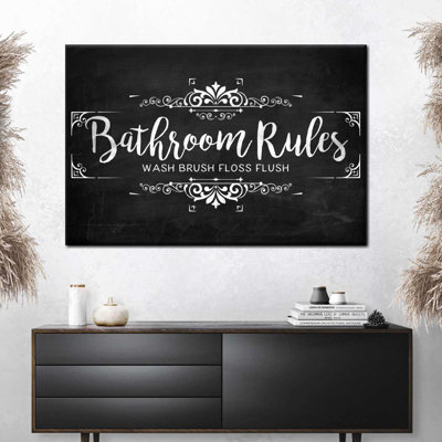 «Vintage Bathroom Rules Sign», reproduction sur toile