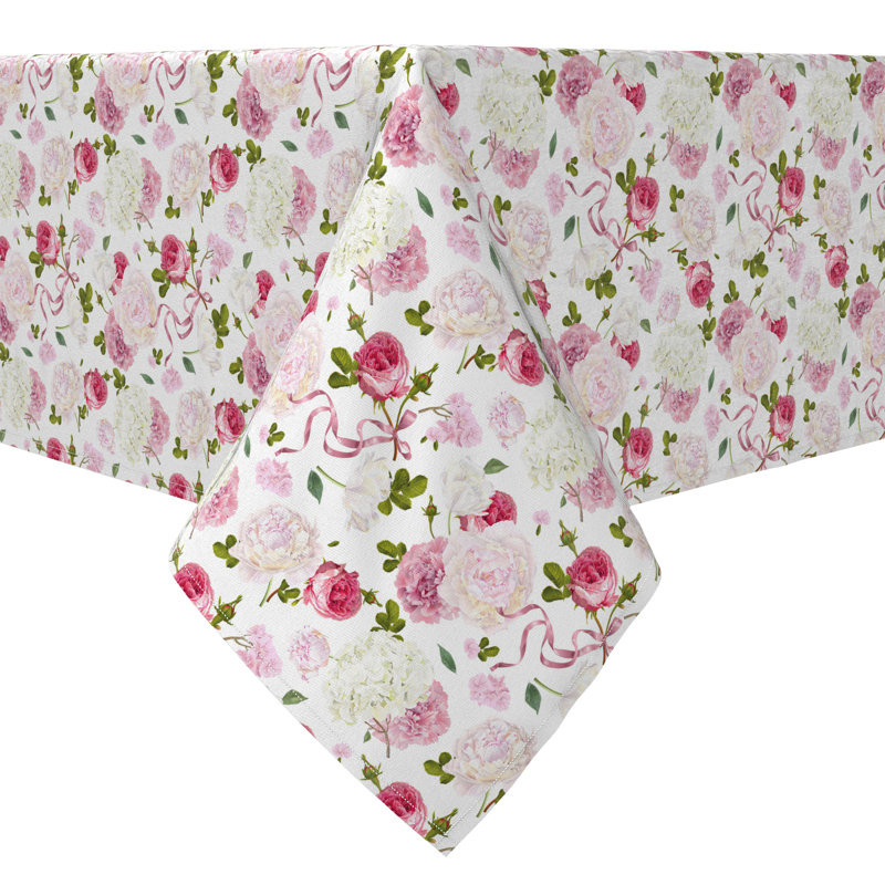 Rectangular Floral Cotton Twill Tablecloth