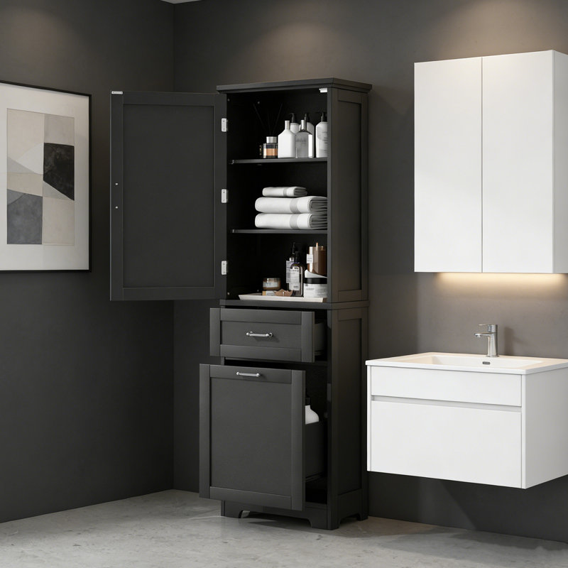 Armoire de rangement autoportante avec tiroirs et tablette réglable, Noir