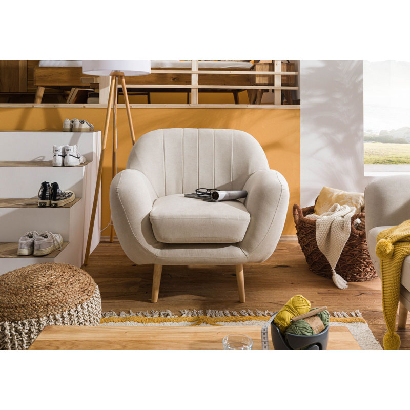 SOFAS Upholstered Accent Chair, Beige