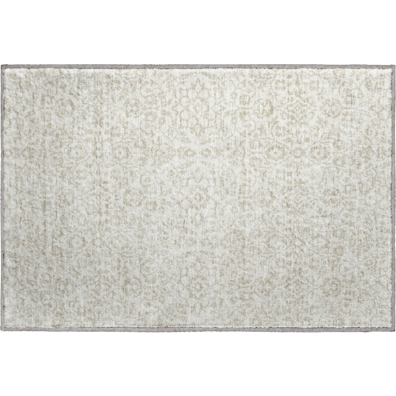 Premium Machine Washable Prisco Ivory Rug, Rectangle 1'8" x 2'6"