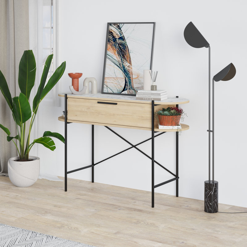Germany 130cm Console Table, Light Grey/Natural