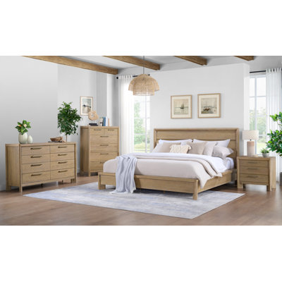Ensemble de chambre avec très grand lit Karcen Sand Dune avec commode, 2 tables de chevet et commode