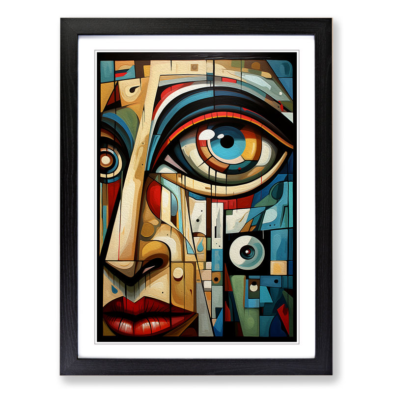 Eye Cubism - Single Picture Frame Print on Wood, Black Framed, 34cm H x 25cm W