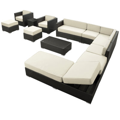 Modway Fusion Outdoor Wicker Patio 12 Piece Sectional Sofa Set