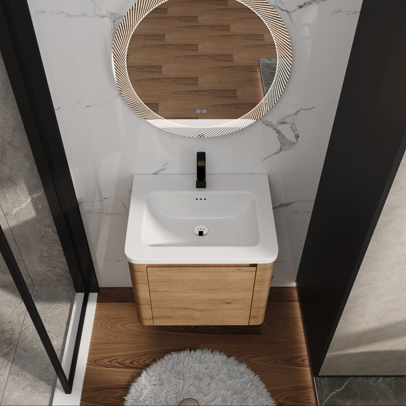 Meuble-lavabo moderne avec lavabo en céramique et porte à fermeture en douceur, 24"