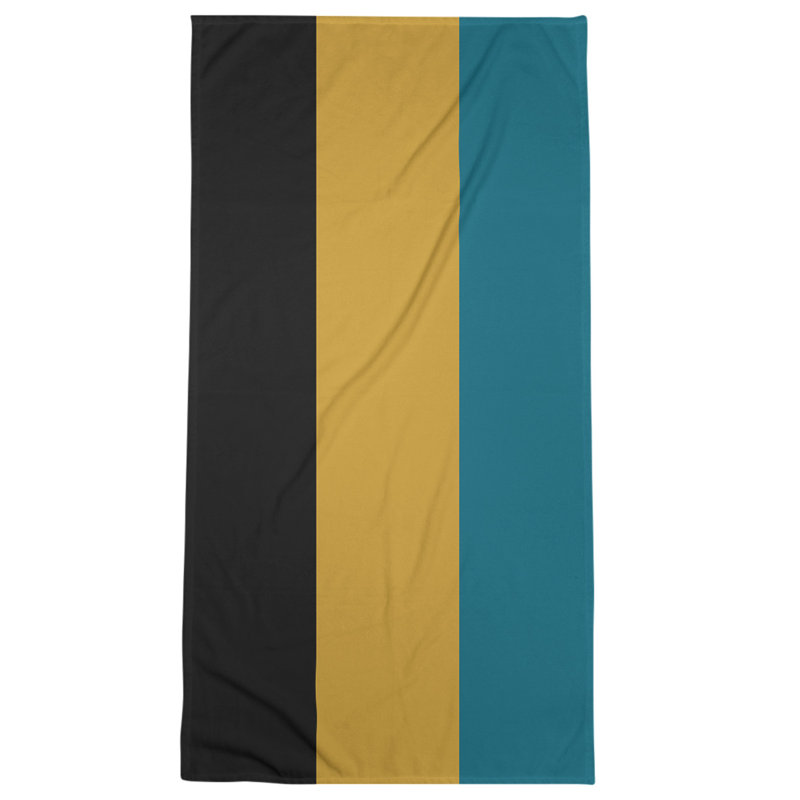 Bath Towel, Black/Pale Yellow/Green