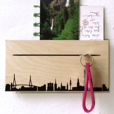 Solid Wood Wall Organizer with Key Hooks
