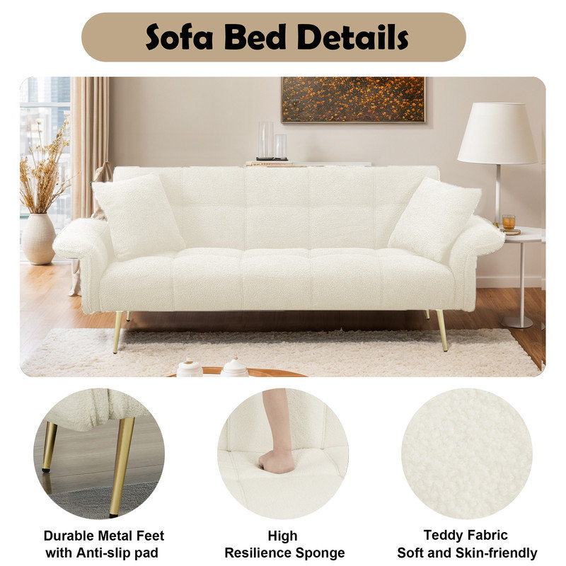 Canapé en velours à accoudoirs évasés 70,1 po Elisabella, Velours beige