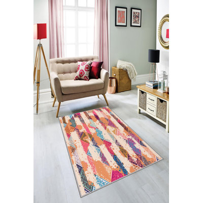Stylish Woven Carpet (4 x 6 ft), 100% Polyester, 0.4 in Pile Height | Antibacterial, Non-Slip Underside | Machine Washable, 3D Digital Printing | Perfect for Living Room, Bedroom, and Home Decor