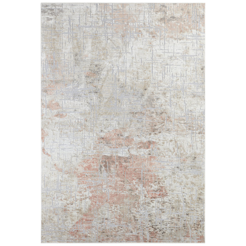 Chameis Short Pile Design Beige/Orange Rug, Rectangle 95 x 140cm