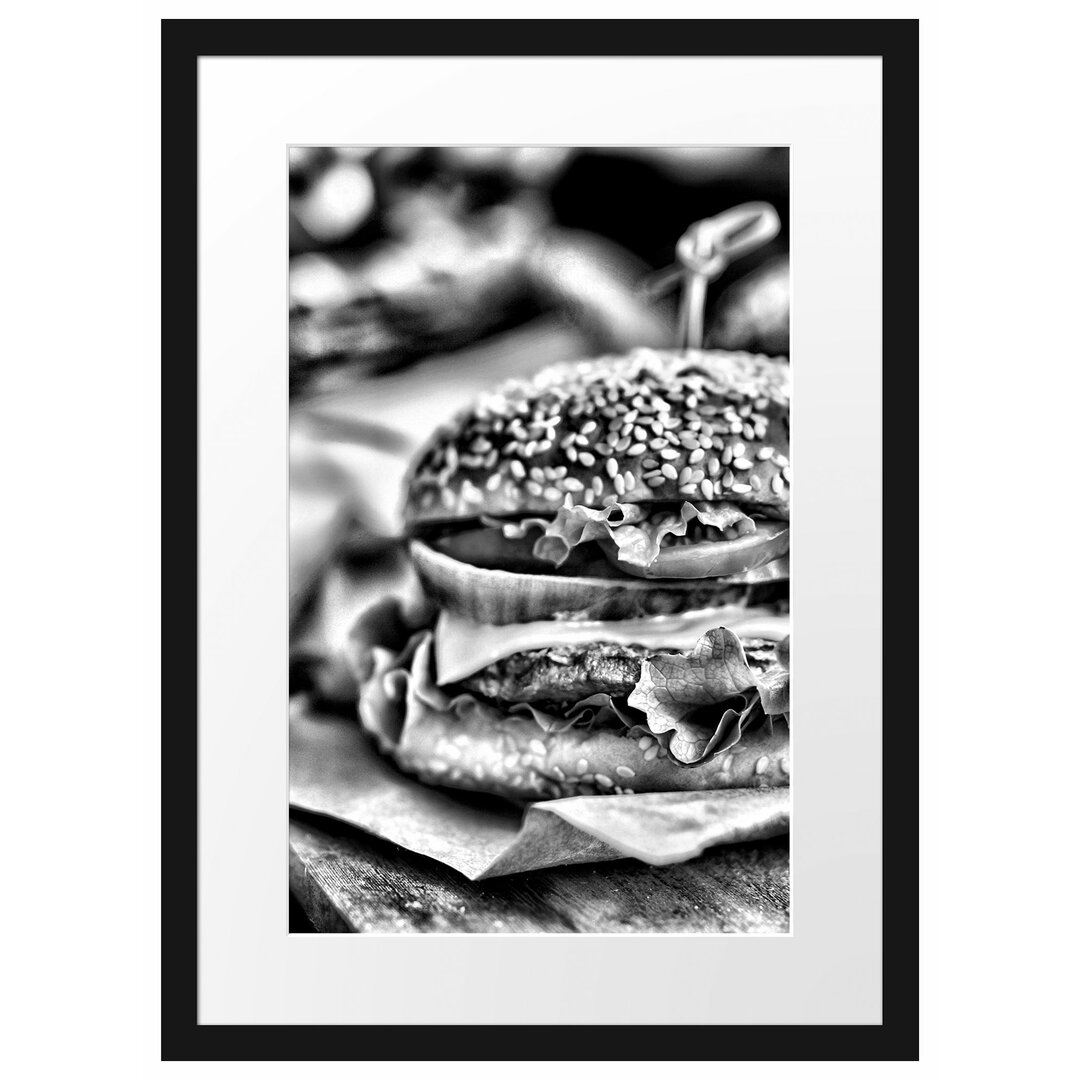 Gerahmtes Poster Burger und Pommes