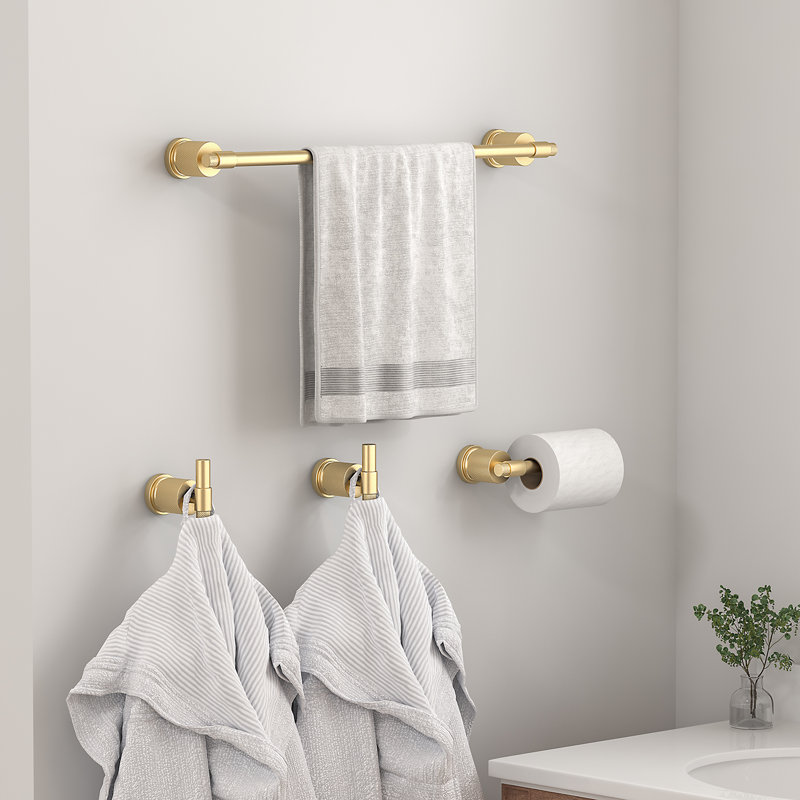 4 - Piece Bathroom Hardware Set, Gold