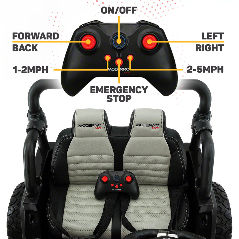 Moderno Kids 24 Volt 2 Seater All-Terrain Vehicles Battery Powered Ride On Toy with c, Black