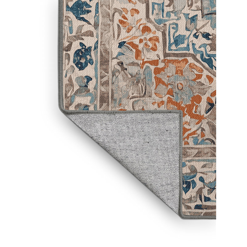 Machine Washable Gray Area Rug, Rectangle 3' x 5'