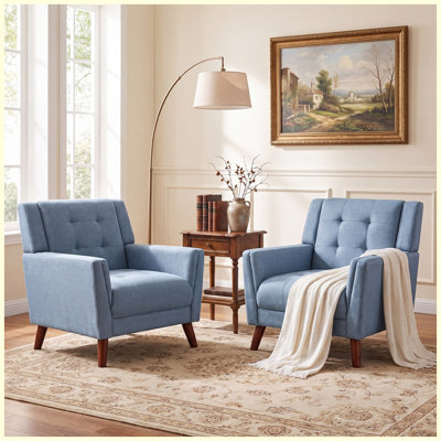 Fauteuil moderne du milieu du siècle, ensemble de 2 pièces, fauteuil d'appoint rétro rembourré avec pieds fuselés en bois
