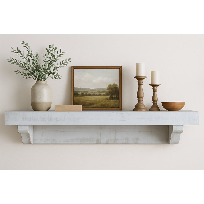 Tablette murale Rough Cut, 5 pi, finition blanc rustique, 60