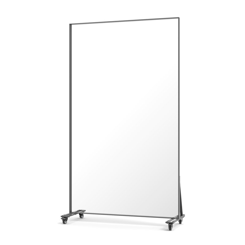 67X40 Inch Square Hanging Mirror, Metal Frame, Wheels, Black Color, Ideal For Bedroom And Living Areas Oversized Floor Mirror With Frame Multiple Rooms
