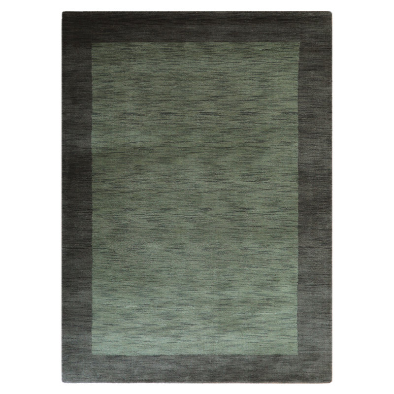 Kenshawn Hand-Knotted Wool  Eco-Friendly Area Rug  - Green Color | Contemporary Modern Design, High Pile Thick Handmade Anti Skid Rugs for Living Room