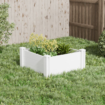 28" x 28" x13" White PVC Modular Garden Fence Panel Durable Easy to Install Soil Improvement Solution