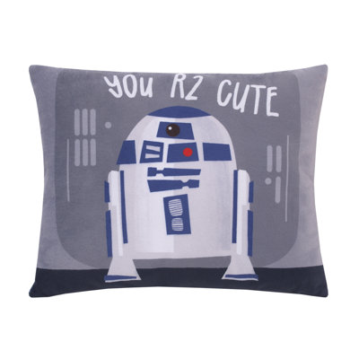 NoJo Star Wars Welcome to the Galaxy Navy and Grey R2-D2, You R2 Cute Decorative Toddler Pillow