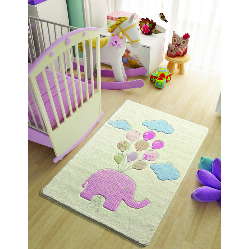 Guernon Pink/Blue/Beige Rug, Rectangle 133 x 190cm