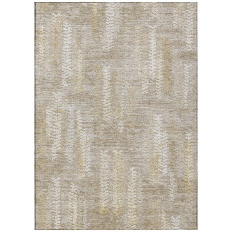 Machine Washable Indoor/Outdoor Chantille ACN2892 Striped Rug, Beige, 5' x 7'6"