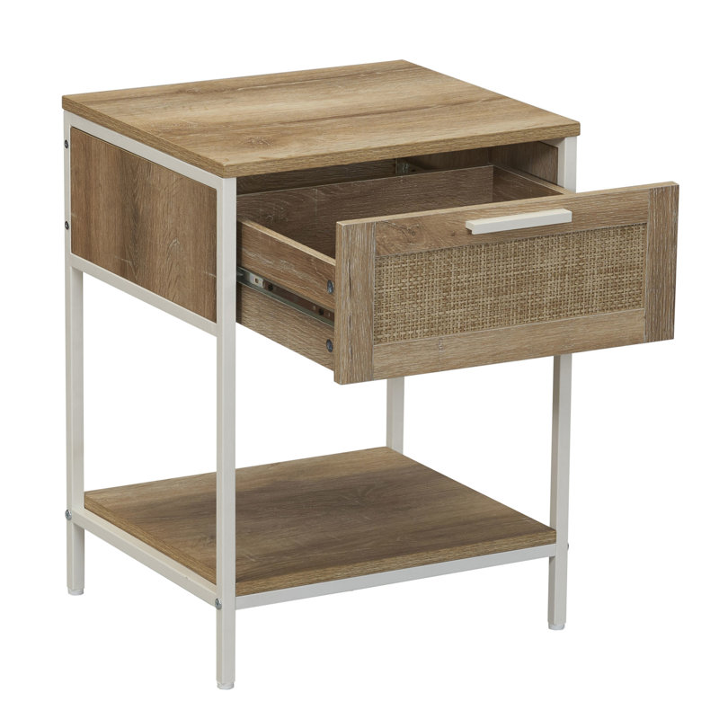 Table d'appoint Coastal Oak Ironwork, Plateau brun / structure blanche