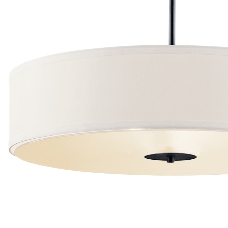 3 - Light Satin Black Drum Pendant, 41.5" H x 20" W x 20" D, Black