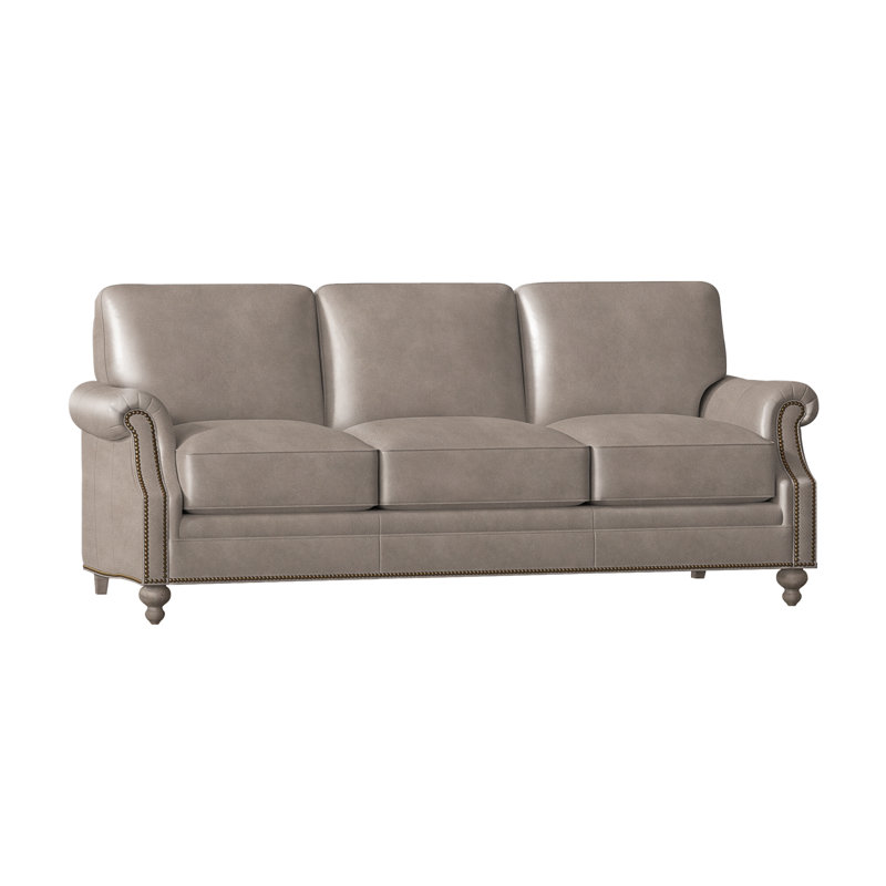 West Sofa, Aline Fumo Genuine Leather, Stone, French Natural