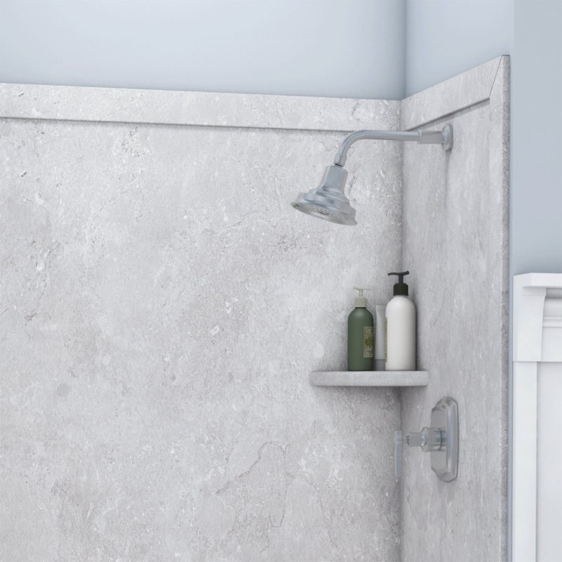 FlexStone Elegance 3-Panel 48"W x 36"D x 80"H Alcove Shower Surround in Tundra, Tundra